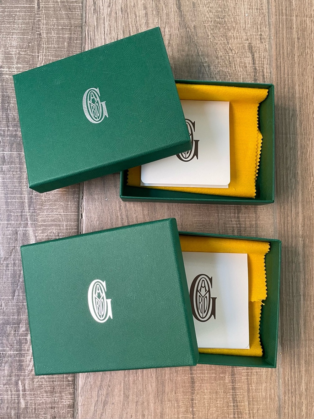 Two Goyard Green Wallet Boxes